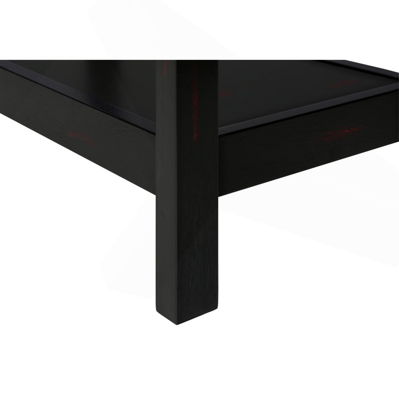 Table d'appoint, 2 niveaux, bout, lampe, table de chevet, table d'appoint, étroit, petit, tiroir de rangement, chambre à coucher, placage noir, transitionnel