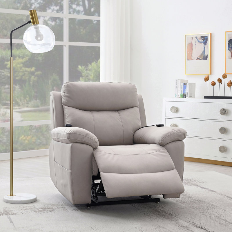 Fauteuil inclinable électrique en microfibre poli Chriki, Gris clair
