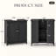 Meuble-lavabo noir 23,6 po sous le lavabo, armoire de rangement autoportante avec découpe en forme de U, portes doubles, tablette réglable et poignées en métal argenté pour les petits espaces