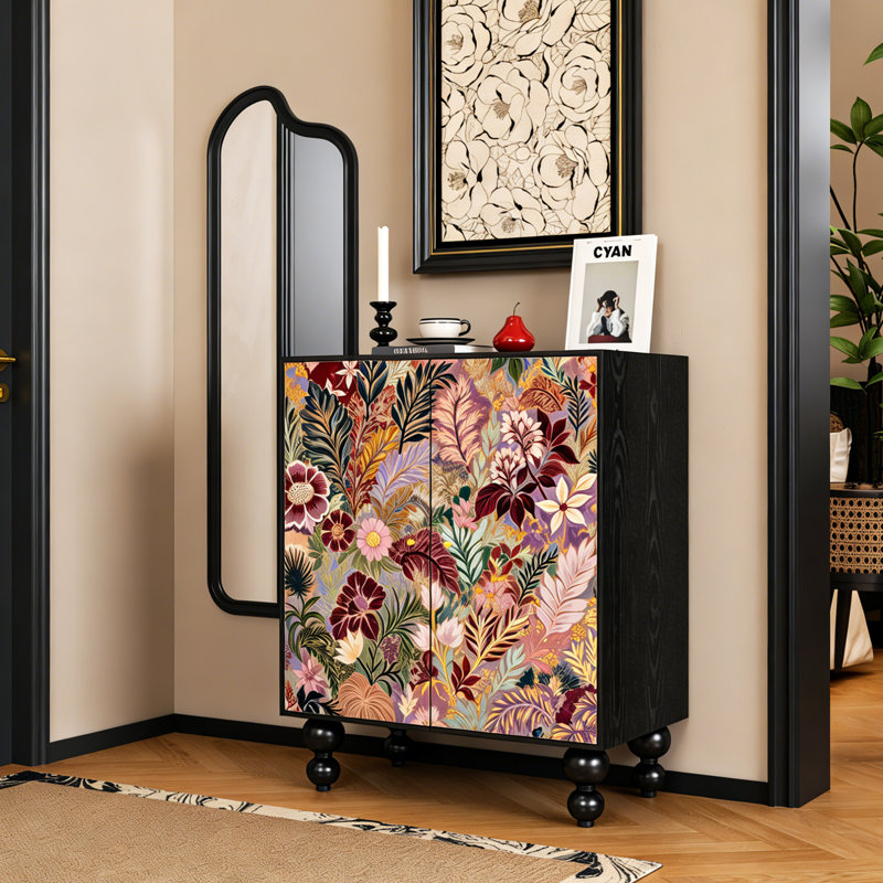 Armoire à chaussures Modern Floral, Noir