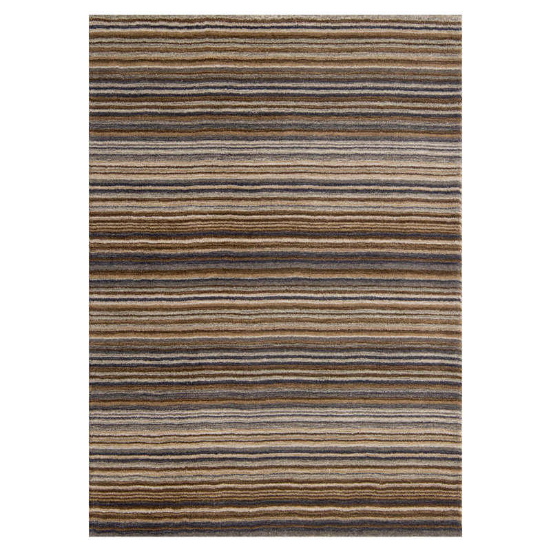 Tarren Striped Wool Area Rug, Rectangle 80 x 150cm
