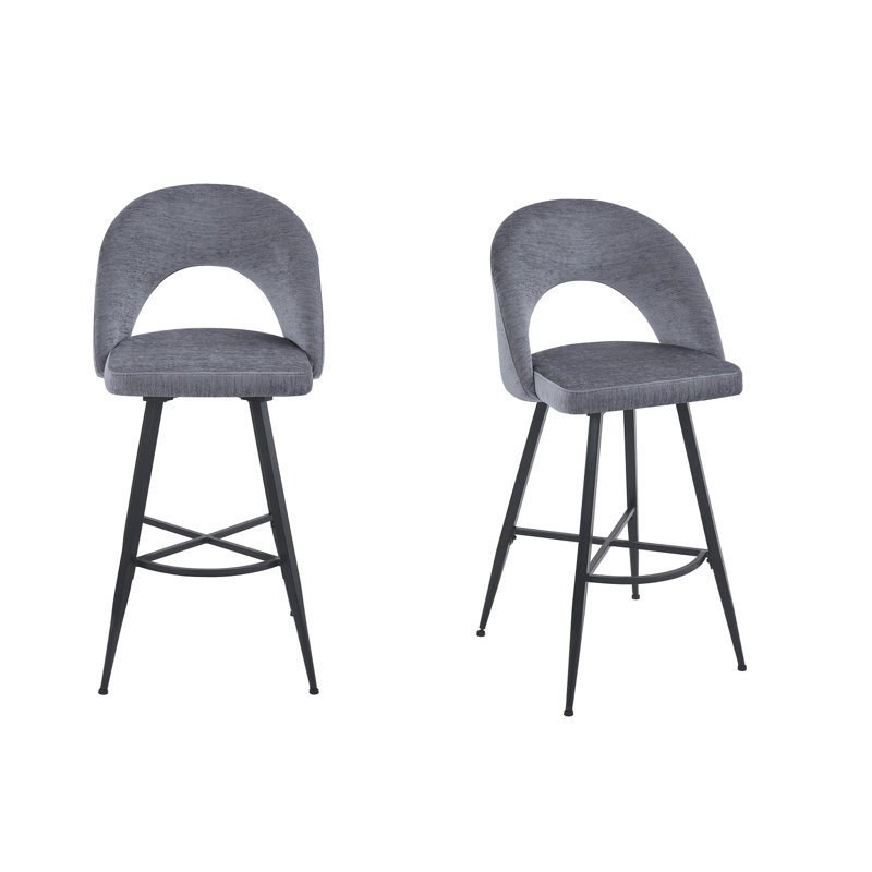 Swivel Upholstered Counter Stool with Metal Frame, Grey