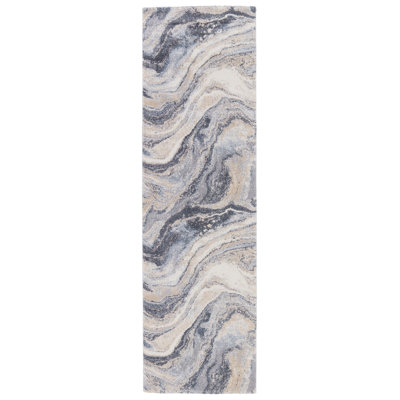 Henrik Abstract Shag Blue Area Rug (13'X18')