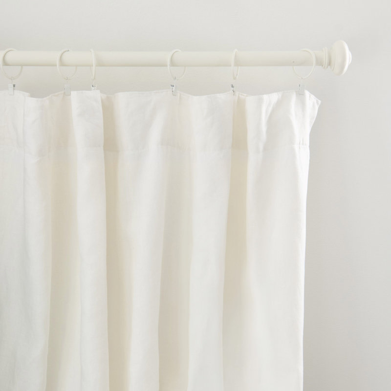 100% French Linen Curtain Set, Cream, 50" W x 96" L