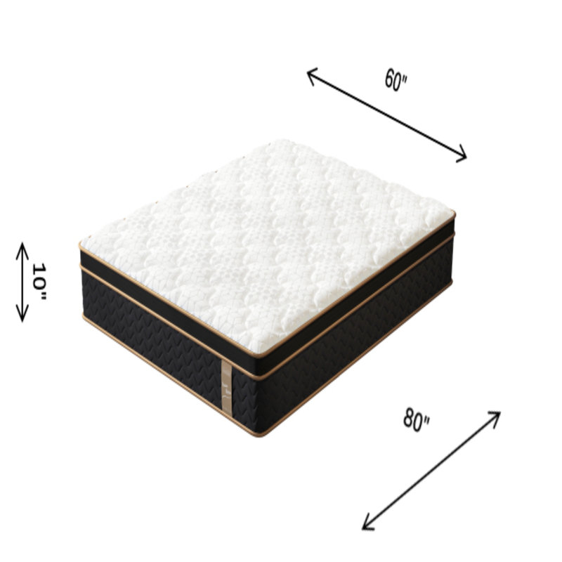  10 Inch Queen Plush Hybrid Mattress, Gel Memory Foam and Pocket Spring Bed for Lumbar Support, White and Black, Queen