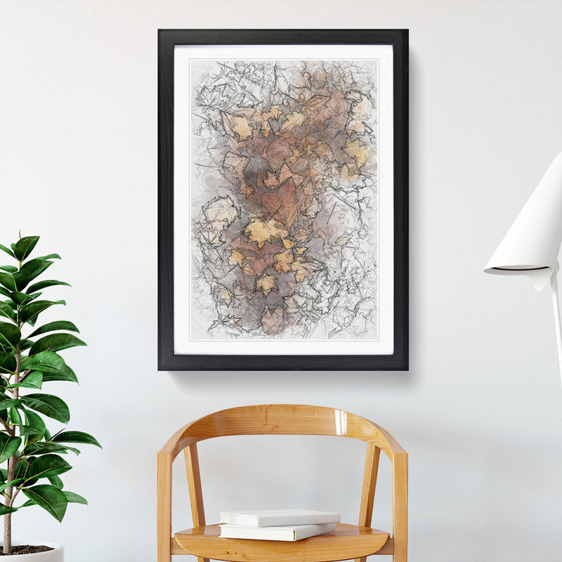 Fallen Leaves - Single Picture Frame Painting on MDF, 63cm H x 45cm W x 2cm D, Black Framed