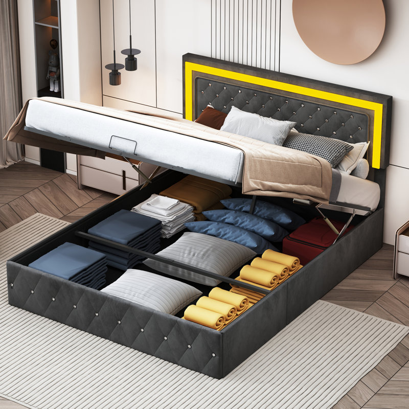 Ottoman Storage Bed, Black, Super King (6')