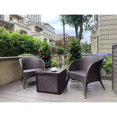 EHHLY Deck Box, Small Outdoor Side Tables for Patio, 36 Gallon Outdoor Storage Box Waterproof, Outside Storage Table Patio Cushions Storage Boxes, UV Resistant Plastic Storage Boxes