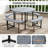 Round Picnic Table Bench Set With 4 Benches Umbrella Hole All Weather Tabletop-1746298326
