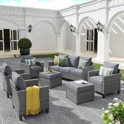 Brytanie 7 - Person Patio Conversation Set with Cushions