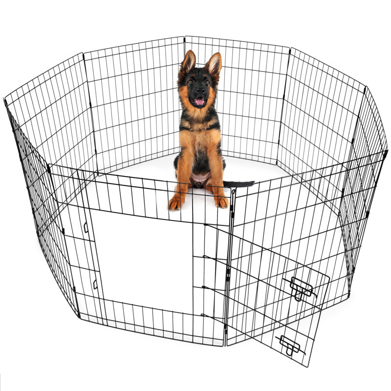 8 Panel Dog Playpen with Door, 76cm H x 61cm W x 61cm D
