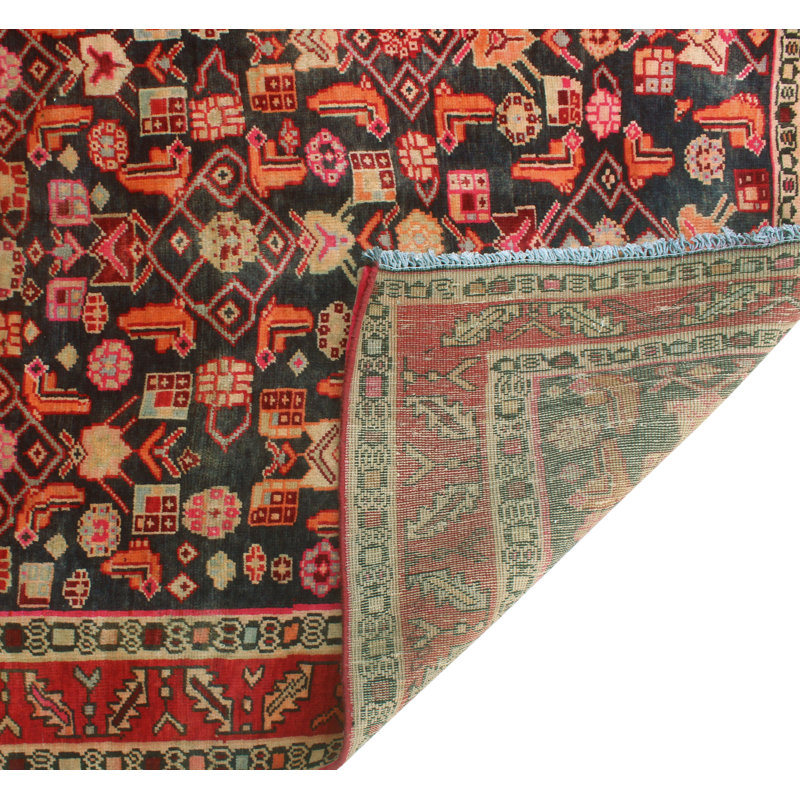 One-of-a-Kind 4'3" X 9'6" New Age Runner Wool Area Rug in