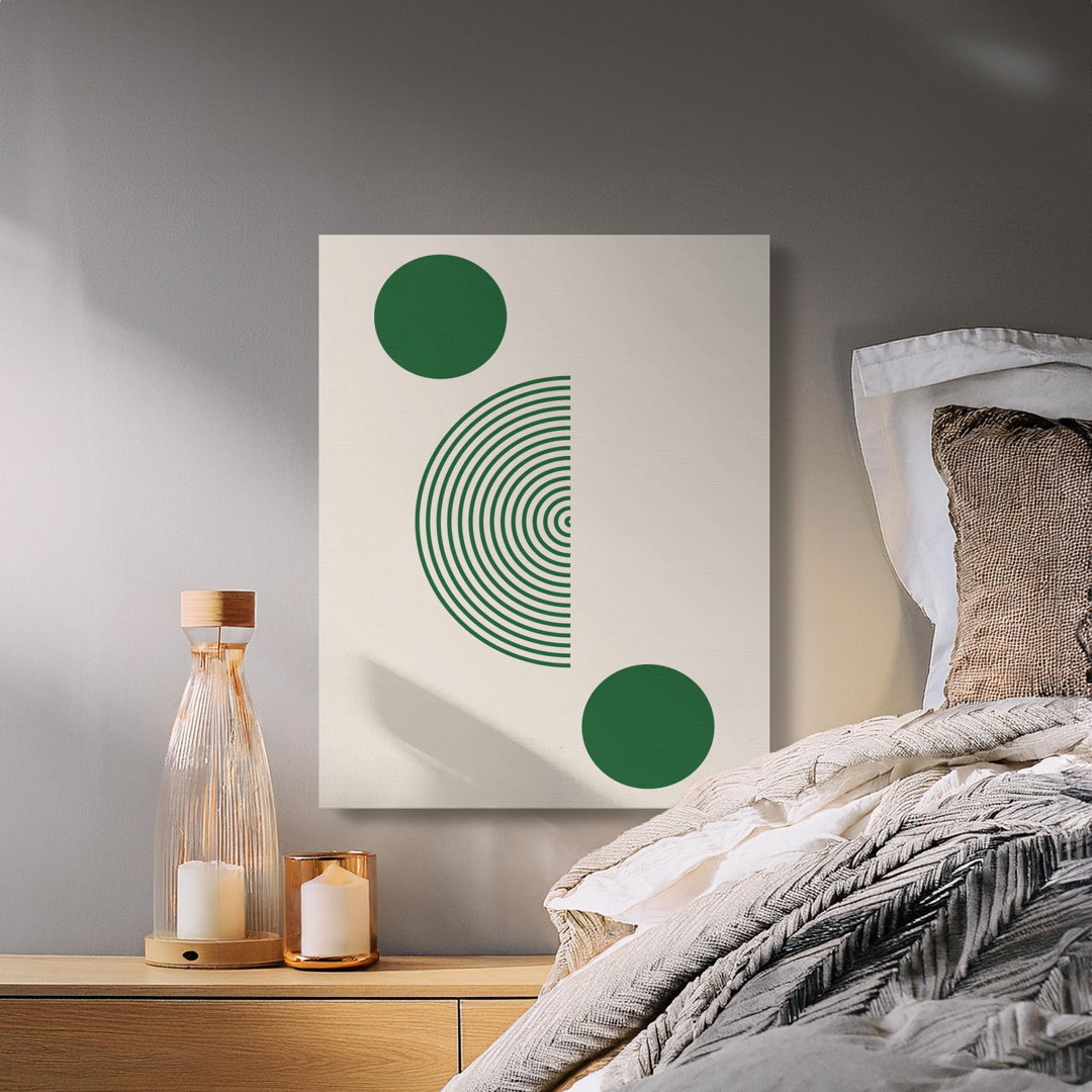 Abstract Geometric Canvas Wall Art, Emerald Green Circles and Arcs, Modern Home Decor, Gallery Wrapped Print, Ready to Hang