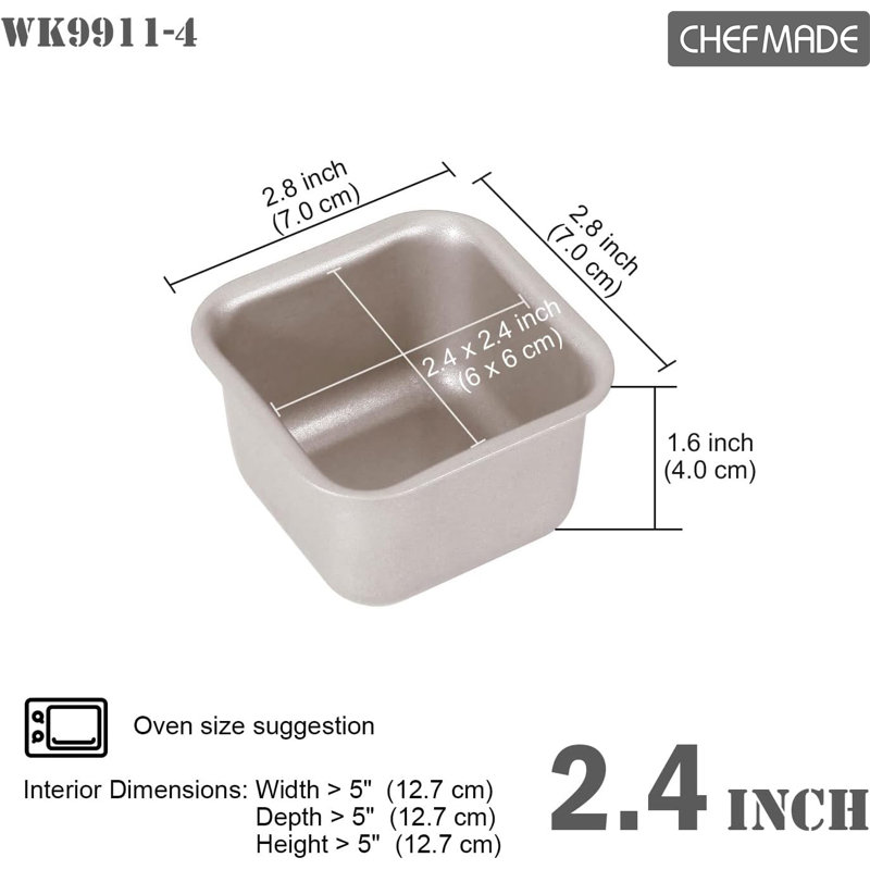 Ensemble de casseroles carrées antiadhésives en acier au carbone 4 pièces CHEFMADE