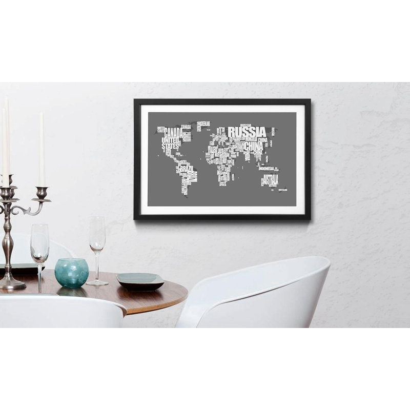 Weltkarten Worldmap No.11 - Single Picture Frame Print, 60cm H x 80cm W x 2.2cm D