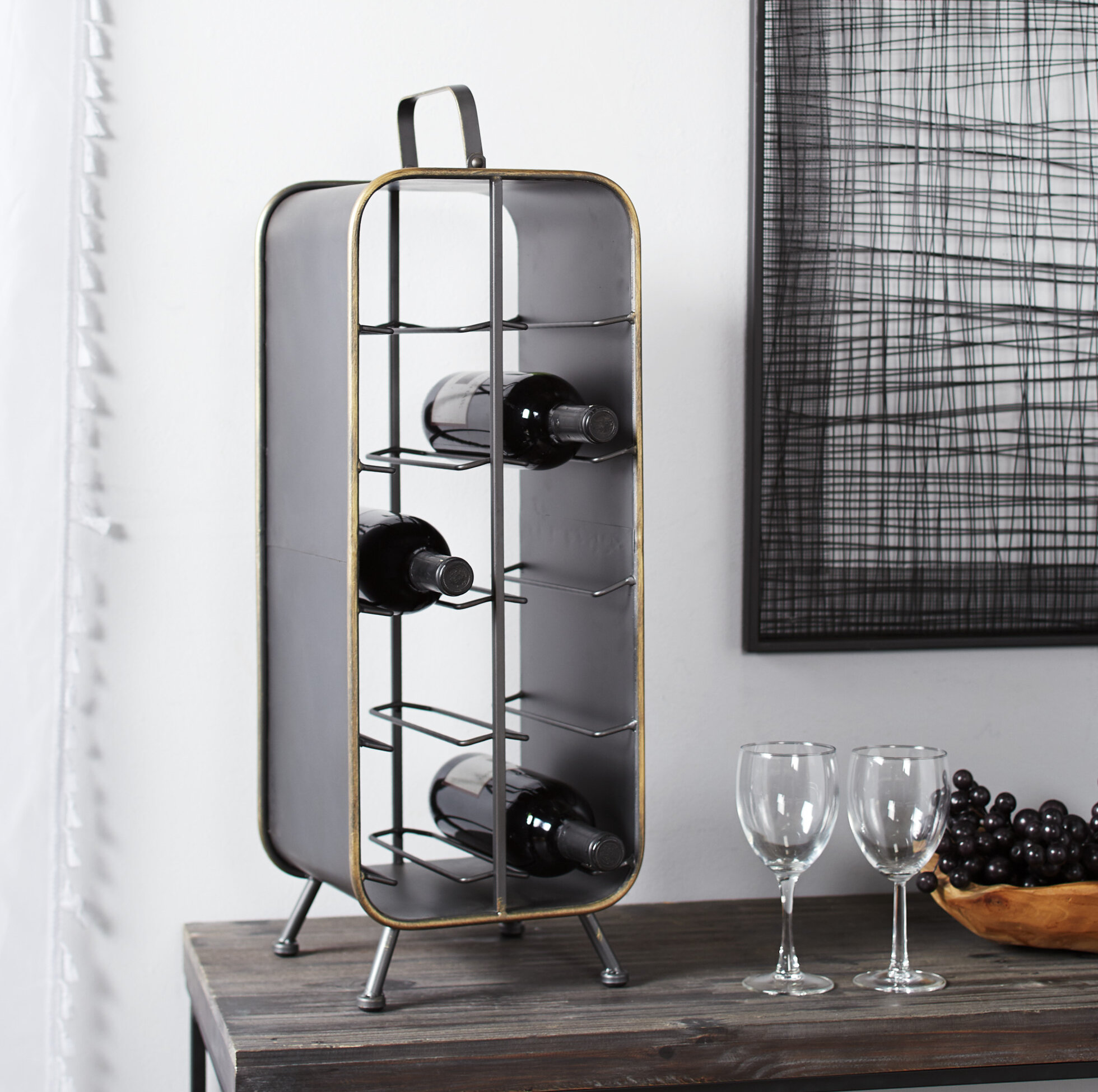 Black steel 2024 wine rack