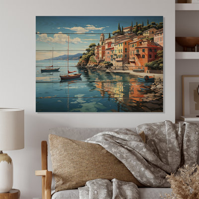 Italie Portofino, impression colorée sur bois