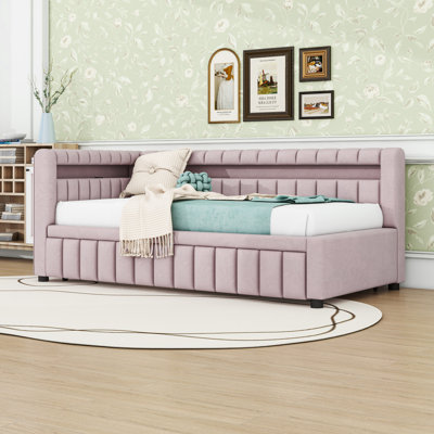 Twin XL to King Wood Daybed with Trundle and LED Lights