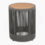 Ensemble de table rustique industrielle de 2, table basse et table d'appoint avec design en corde tissée, ensemble de table moderne et fonctionnel pour le salon et la maison - gris corde-1043680735