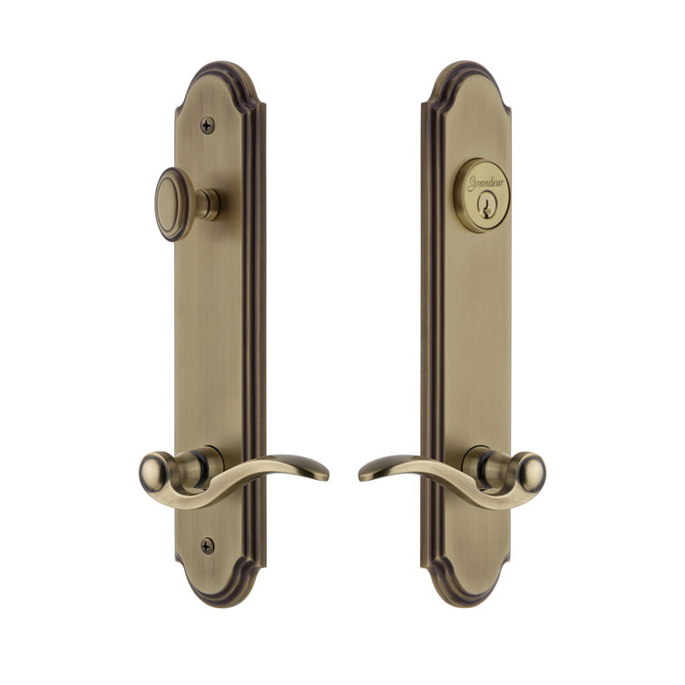 Arc Tall Plate Complete Entry Set with Single Cylinder Deadbolot and Bellagio Lever