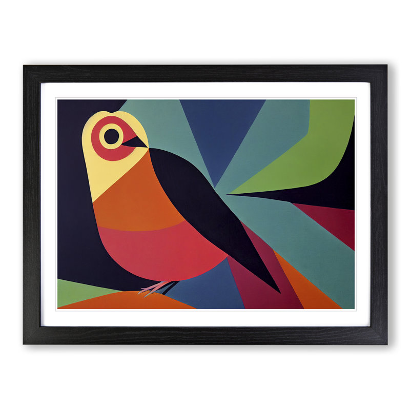 Mind Blowing Abstract Bird - Single Picture Frame Print, Black, 25cm H x 34cm W x 2cm D