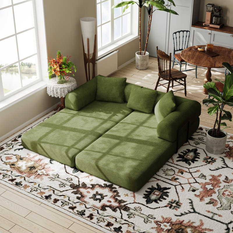 Canapé convertible Adame Boneless, Vert olive