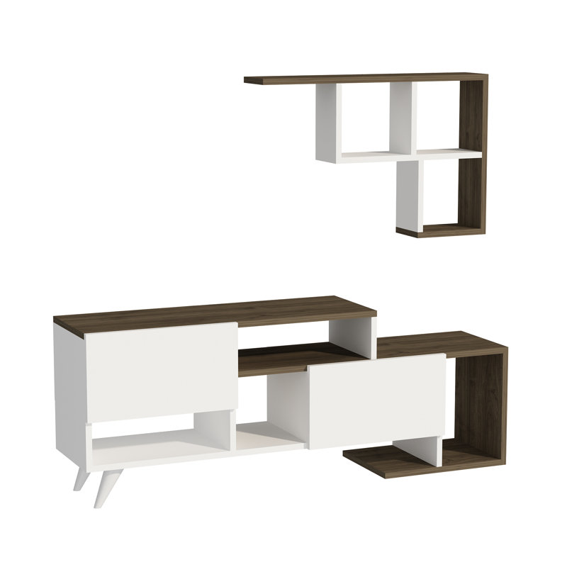 TV Stand And Entertainment Center Pilmin, White/Walnut