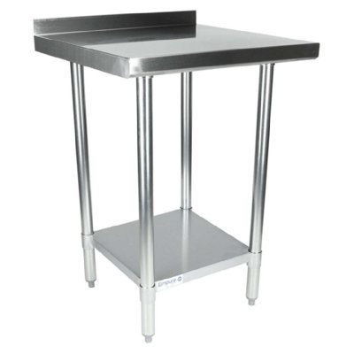 EMPURA 24" x 24" Stainless Steel Work Table | Commercial Utility Prep Workstation for Laundry Garage | 400 lb Capacity, Galvanized Undershelf Legs, 2" Backsplash, 24"W x 24"D x 35"H, 18 Gauge, NSF