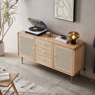 Buffet Mid-Century moderne en bois massif Burlywood