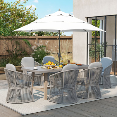 Rectangular Outdoor Dining Set With Cushions