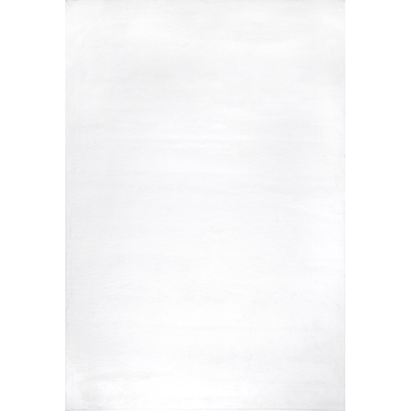 Tapis blanc à poils longs performance tissé à la machine Ainsley, Rectangle 2 pi x 6 pi