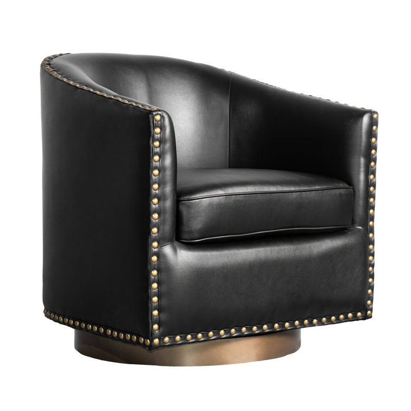 Fauteuil d'appoint pivotant Byran, Similicuir noir