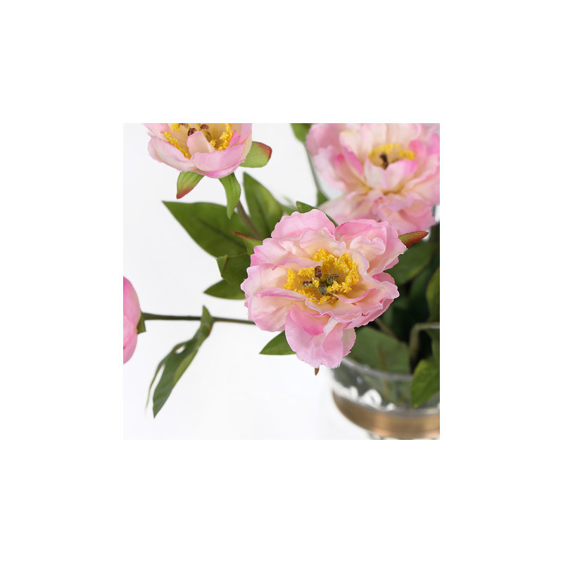 Tige de pivoine à fleurs en soie 3 princess, Rose clair