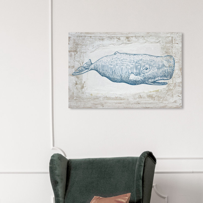 Baleine bleue - impression sur toile tendue, H 20 po x l 30 po, Toile tendue, Sans cadre