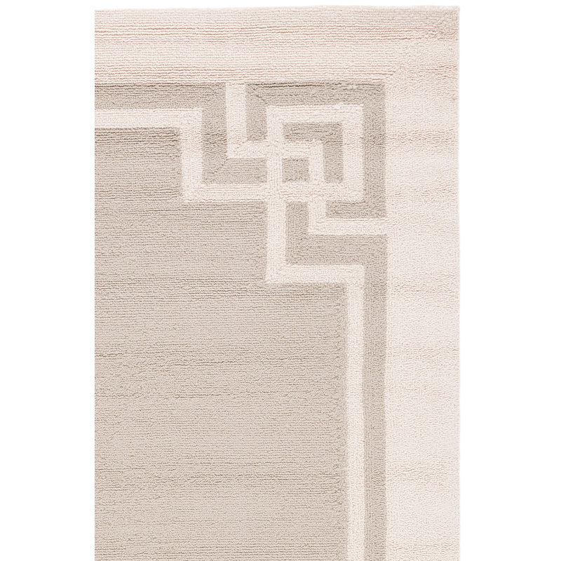 Tapis géométrique en polypropylène crocheté à la main gris pierre / ciment, Rectangle 9 pi x 12 pi