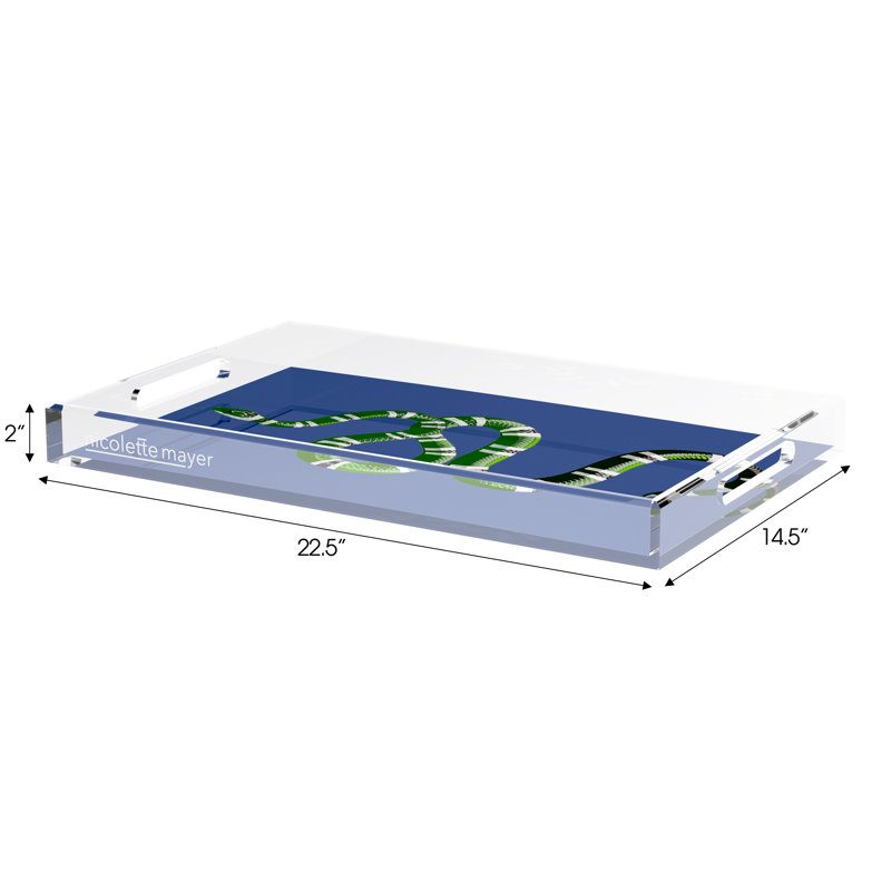Serpent Acrylic Rectangle Decorative Tray, Blue, 22.5"W x 14.5"D x 2"H