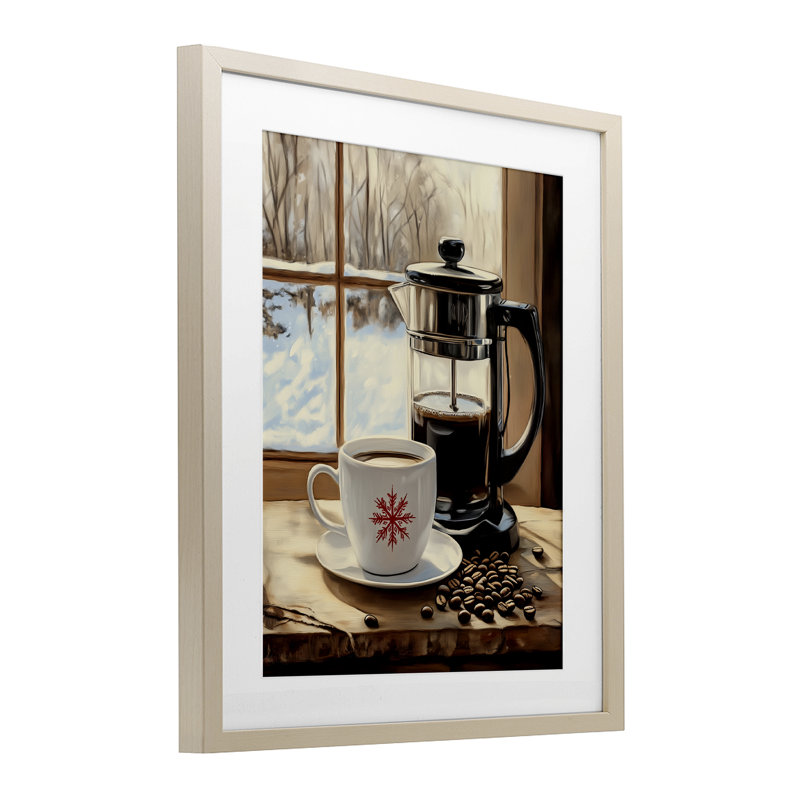 «Winter French Press», impression sous verre encadrée par Arlington Prints, Cadre de récolte en pin, H 16 po x l 13 po