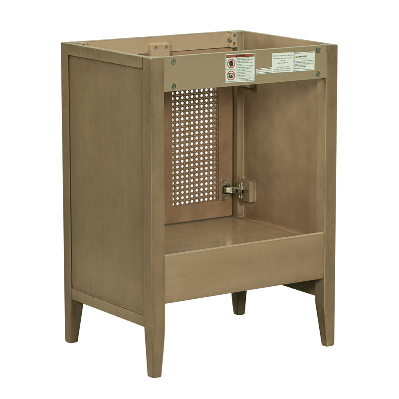 Bathroom Vanity Base without Sink, Featuring Rattan Cabinet with Doors and Drawer