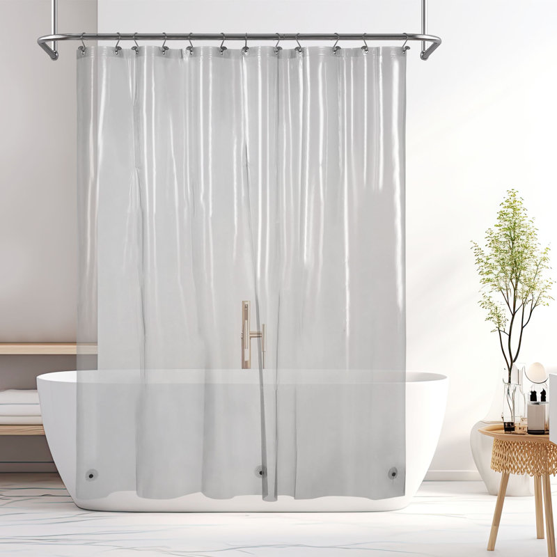 Waterproof Lightweight PEVA Single Shower Curtain Liner, Clear Black, 72"H x 72"W