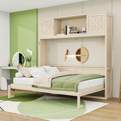 Queen Murphy Bed with Storage Shelves