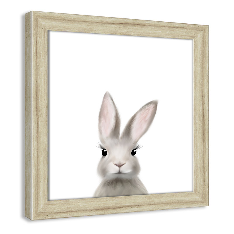 Art encadré en lapins forestières, H 14 po x l 14 po x P 0,63 po, Beige Flat Framed