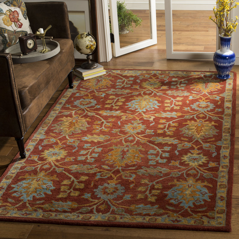 Tapis rouge en laine touffeté à la main Carlsen, Rectangle 8 pi x 10 pi