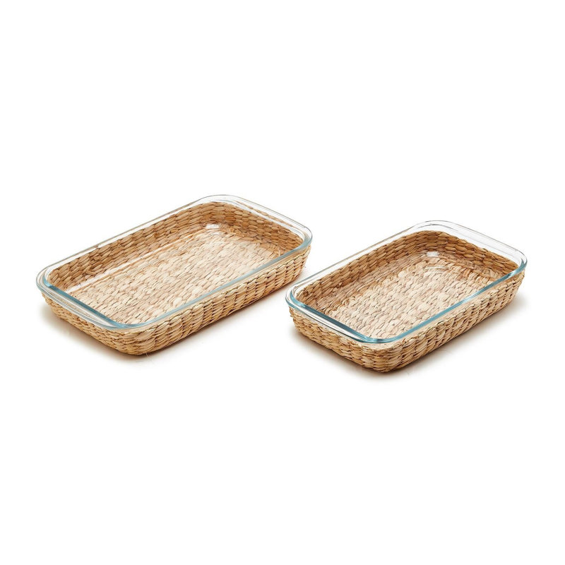 Ensemble de 2 plats à four en verre borosilicate Island Chic avec treillis amovible - 39,4 cm (15,5 po) de hauteur