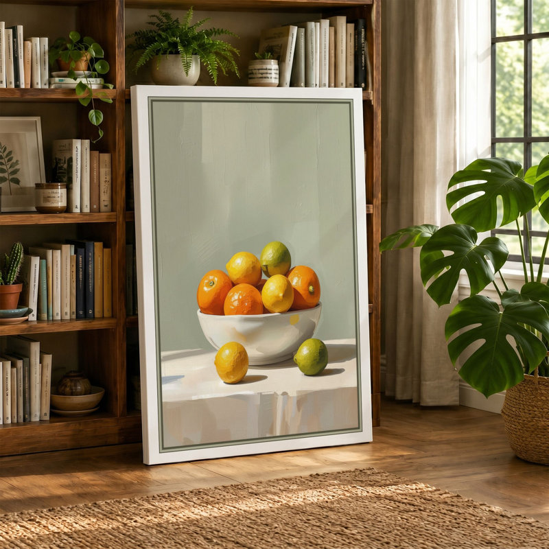 Citrus Still Life Minimalist - Wrapped Canvas, 18x12 - 45.7 x 30.5 cm, White Border