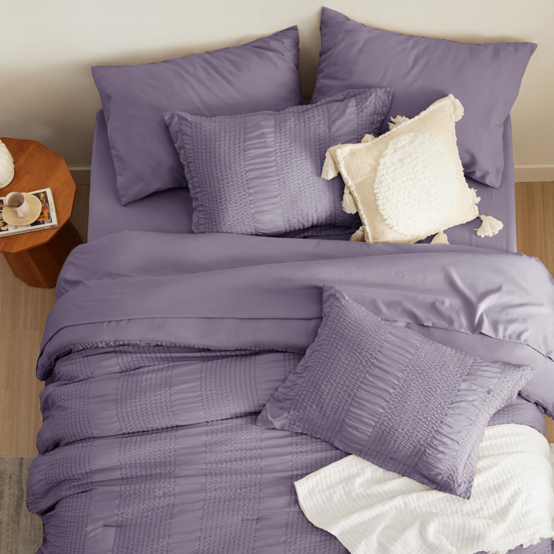 Standard Comforter, Grayish Purple, Full Comforter + 6 Additional Pieces