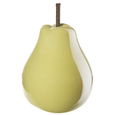 Ceramic Pear Figurine LG Pearlescent Finish Yellow-7.50"H