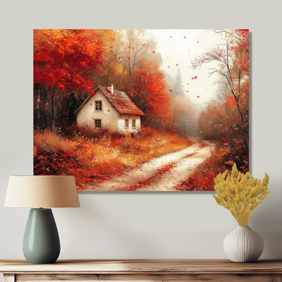 «Cottage in the Autumn Woods III», impression d'art sur métal campagne
