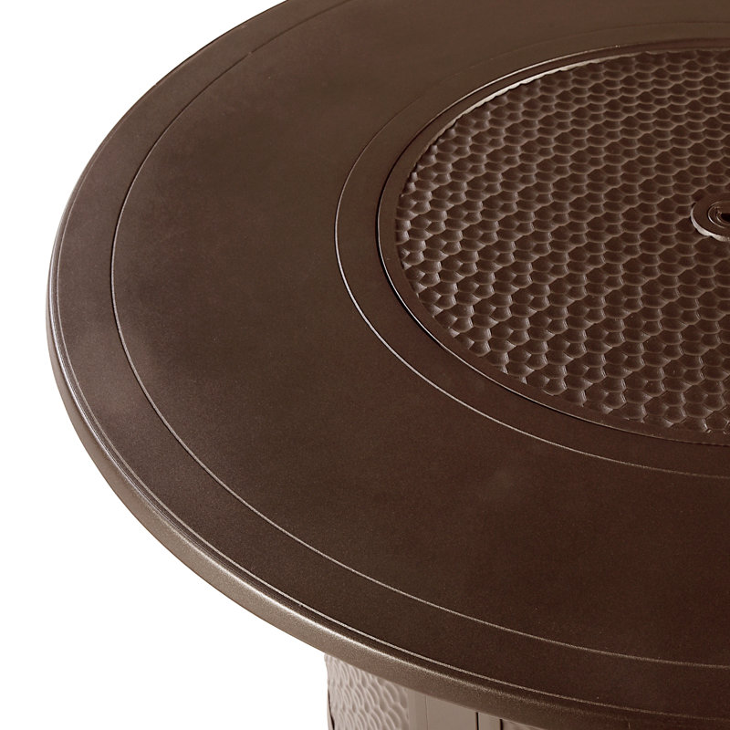 Jaidan Round Propane Smokeless Fire Pit Table with Hidden Fuel Tank, Brown