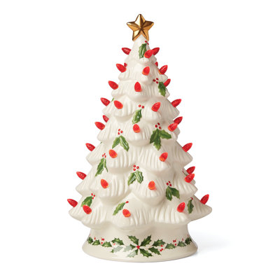 Figurine d'arbre à lumières rouges des fêtes Treasured Traditions