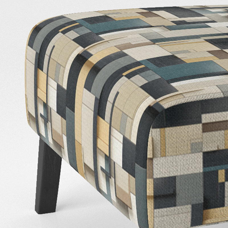 Fauteuil de chambre taupe à motif géométrique Harmony I - rembourré, moderne et contemporain